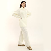 Штани Олівія в'язані з візерунком Art Knit молочний