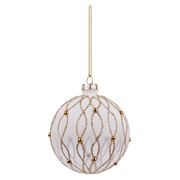 Куля новорічна 8 см Novogod'ko 973838 біла матова орнамент