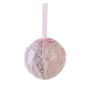 Іграшка новорічна Куля 8 см пухнастий з декором Yes! Fun 973541 рожевий