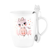 Чашка порцелянова з ложкою 320 мл Love Ardesto AR3042BS