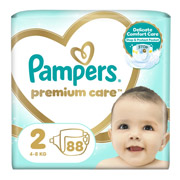 Підгузки дитячі 4-8 кг розмір 2 88 шт Premium Care Mini Pampers 8006540857717