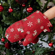 Новорічна рукавиця-прихватка Дзвіночки на червоному Прованс