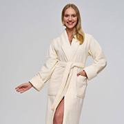 Халат жіночий довгий з шалевим коміром Nusa NS-3883 krem