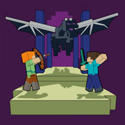 Картина за номерами 25х25 см Майнкрафт Стів та Алекс бій з драконом Santi 955471