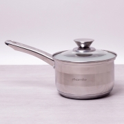 Ківш зі скляною кришкою Kamille 1.9л з нержавіючої сталі 4526S