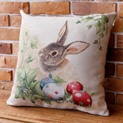 Подушка декоративна гобеленова Заєць з писанками Веснянка Прованс
