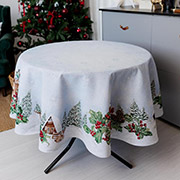 Скатертина новорічна гобеленова кругла Squirrel Прованс