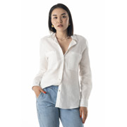 Сорочка класична льняна з кишенею German Volf 23047 білий