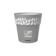 Горщик пластиковий круглий з автополивом Opera Cloe 25 см Stefanplast 94124 сірий-білий