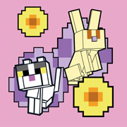 Картина за номерами 25х25 см Майнкрафт Кролик та котик Santi 955470