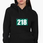 Худі жіночий Номер 218 Парк кальмара Squid Game MobiPrint 8921-3354 чорний