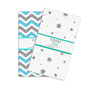 Детский набор из 2 простыней на резинке Zigzag blue grey - Star grey Cosas