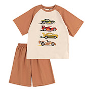 Піжама для хлопчика ПЖ58 футболка та шорти Бембі F20-теракот-молочний
