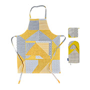 Набір Abstract сіро-жовтий Магія відчуттів SoundSleep фартух, рукавиця, прихватка