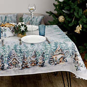 Скатертина новорічна гобеленова прямокутна Казкові гноми Прованс