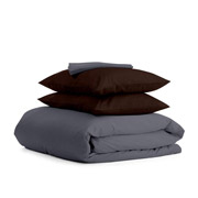 Комплект постільної білизни Cosas Сатин Сірий шоколадні