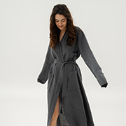 Жіночий халат-кімоно Madrida льон-бавовна Lotus Home антрацит