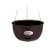 Вазон пластиковый круглый подвесной 5,9л Natural 30 см с автополивом Stefanplast 75504 коричневый