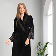 Халат жіночий довгий Nusa NS-0383 siyah чорний