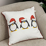 Декоративна новорічна наволочка Три пінгвіни Прованс