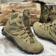 Шкіряні берці з конопляною тканиною зимові Ukono болотно зелений