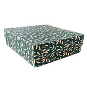 Коробка подарункова новорічна 260х260х85 мм Гілочки темно-зелена