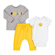 Комплект для хлопчика Bembi КП254 інтерлок сірий з жовтим