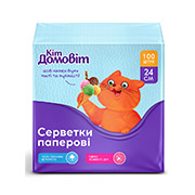 Серветки столові паперові одношарові Блакитні 24х24 см, 100 шт, Кіт Домовіт