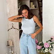 Майка жіноча базова в'язана Art Knit блакитна