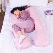 Подушка для вагітних та відпочинку U-подібна 8026 Satin Stripe Pink MirSon
