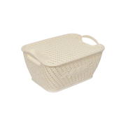 Кошик для зберігання з кришкою та ручками Kornel Бежева 23х17 см
