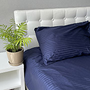 Простирадло Stripe Sense Dark Blue сатин-страйп SoundSleep темно-синій