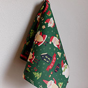 Рушник кухонний вафельний Санта на зеленому Прованс