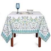 Скатертина бавовняна з тефлоновим просоченням Бірюзовий ажур Villa Grazia Premium