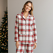 Піжама фланелева жіноча Flanel Cоzy White SoundSleep фланель клітинка біло-червона