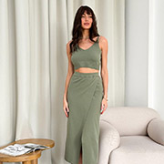 В'язана спідниця на запах Kayla Art Knit хакі