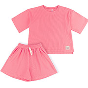 Костюм для дівчинки КС816 футболка і шорти Бембі трикотаж-вафелька 300-рожевий
