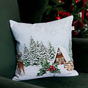 Декоративная гобеленовая новогодняя наволочка Олени Squirrel Прованс