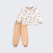 Піжама байкова для хлопчика ПЖ55 Бембі 2I1-молочний-бежевий