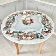 Скатертина гобеленова новорічна з мереживом Limaso Zermat