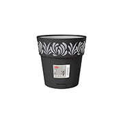 Горщик пластиковий круглий з автополивом Opera Gaia 20 см Stefanplast 88403 графіт-сірий