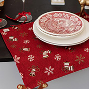 Серветка новорічна Дзвіночки на червоному Прованс