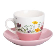 Чашка з блюдцем порцелянова 250 мл Liling Rongxiang Ceramic RX-N24723P рожева