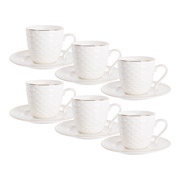 Набір чайний порцеляновий 12 предметів 220 мл Хвиля Lefard 359-483 із золотом