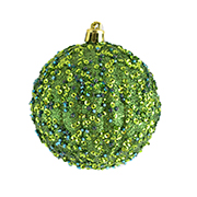 Новорічна іграшка Куля Листяний з паєтками темно зелений +972932