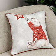 Декоративна новорічна наволочка Білий ведмедик Прованс