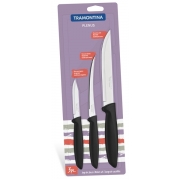 Набір ножів Tramontina Plenus black 3 приладу для томатів, овочів, м'яса 23498/013