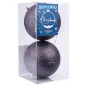 Набір ялинкових кульок 2 шт 12 см Novogod'ko 974429 графіт гліттер