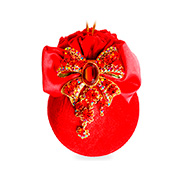 Елочный шар с красным бантиком Красный маскарад 8см Lefard 085-056