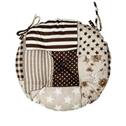 Кругла подушка на стілець Печворк коричневий Господиня Прованс